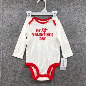 Carter's My 1st Valentine's Day Baby 6M Long Sleeve Graphic Bodysuit White‎ Red